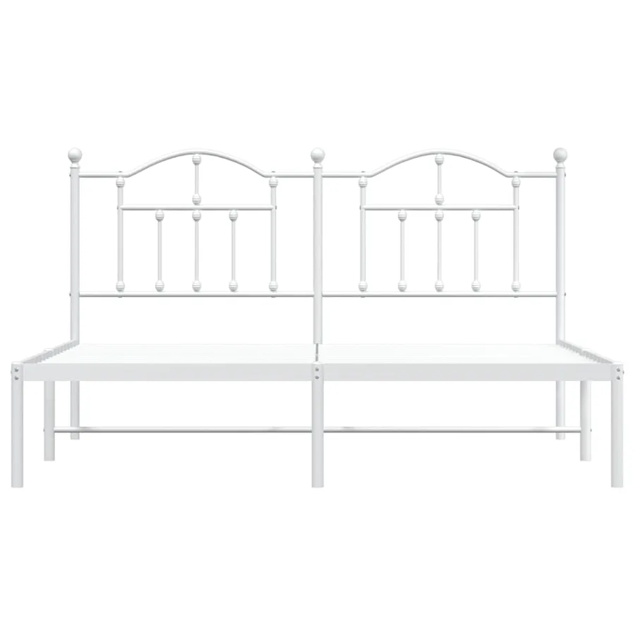 Cadre de lit métal sans matelas et tête de lit blanc 183x213 cm - 6