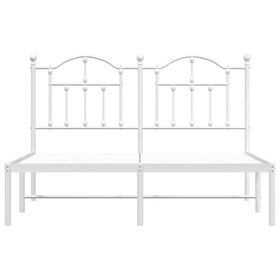 Cadre de lit métal sans matelas et tête de lit blanc 135x190 cm - 6