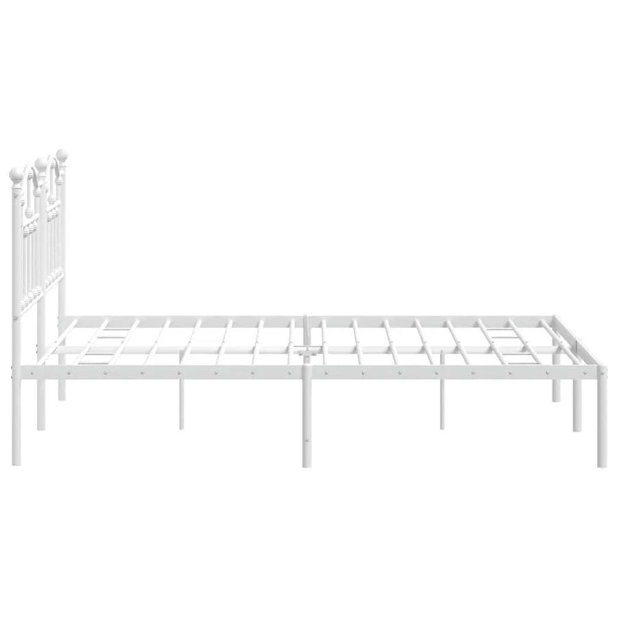Cadre de lit métal sans matelas et tête de lit blanc 135x190 cm - 7