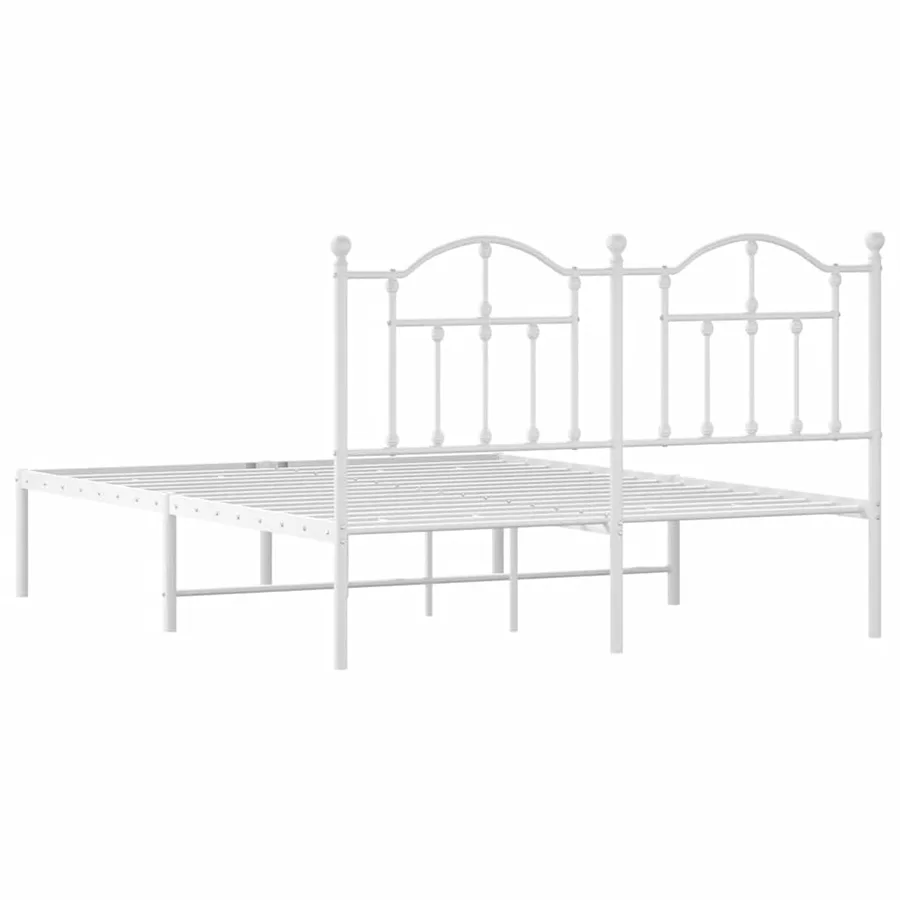 Cadre de lit métal sans matelas et tête de lit blanc 135x190 cm - 8