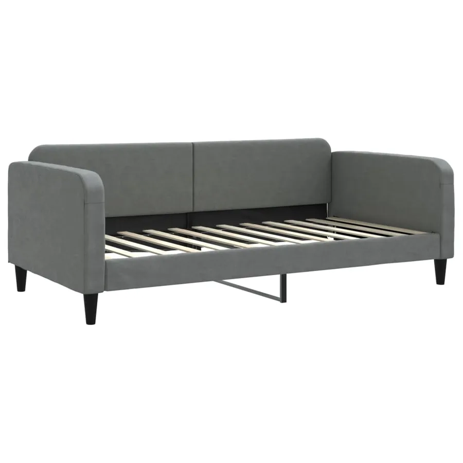 Lit de jour avec matelas gris foncé 100x200 cm tissu - 3