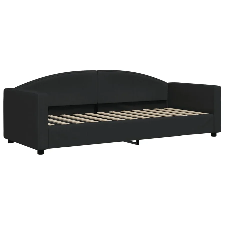 Lit de jour avec lit gigogne et matelas noir 80x200 cm tissu - 4