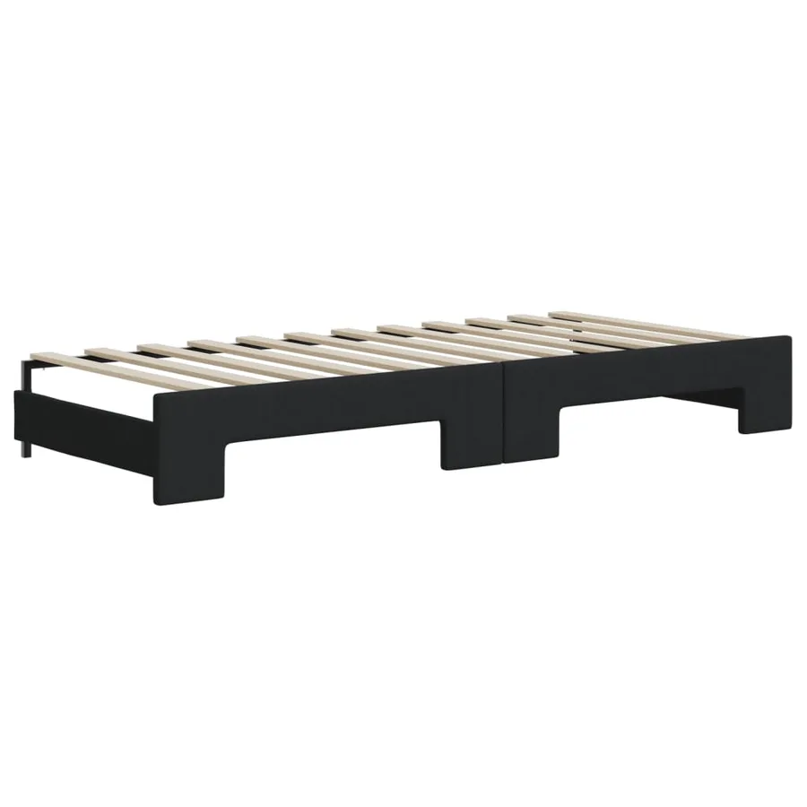 Lit de jour avec lit gigogne et matelas noir 80x200 cm tissu - 5