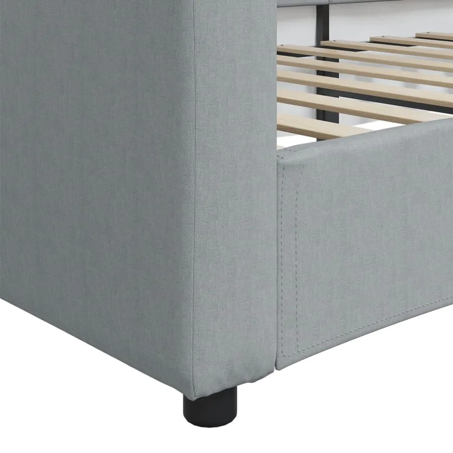 Lit de repos sans matelas gris clair 80x200 cm tissu - 6