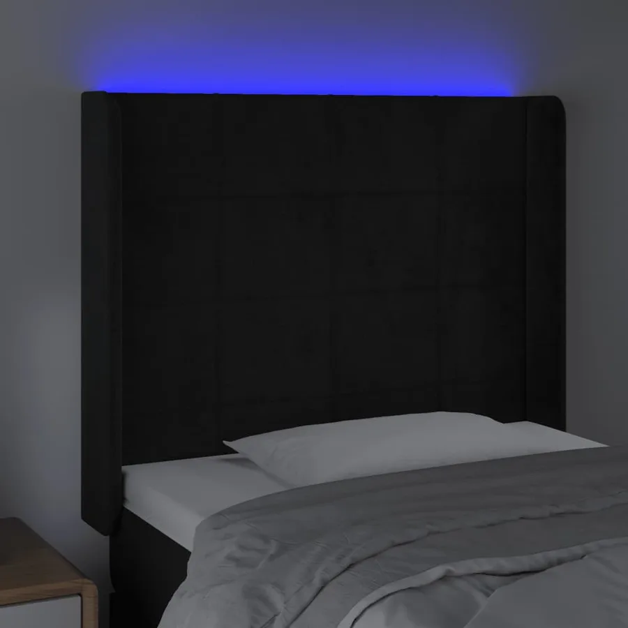 Tête de lit à LED Noir 103x16x118/128 cm Velours - 4