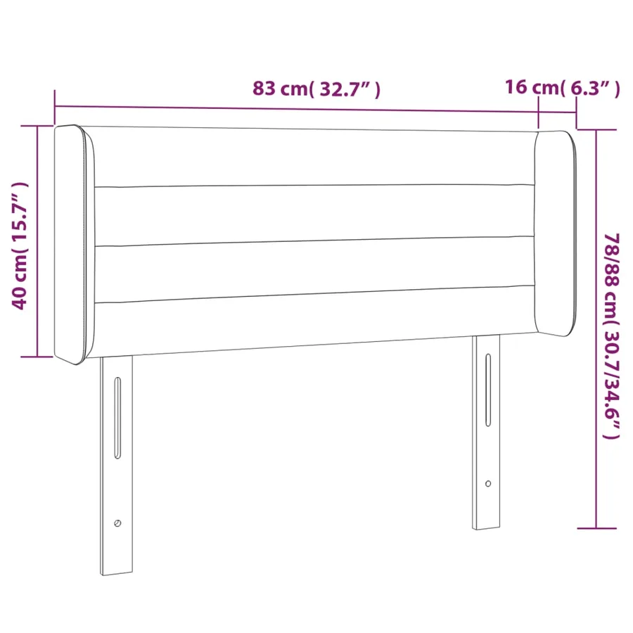 Tête de lit à LED Noir 83x16x78/88 cm Tissu - 6