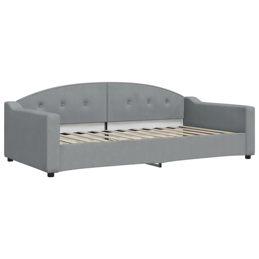 Lit de jour avec gigogne et matelas gris clair 100x200 cm tissu - 4