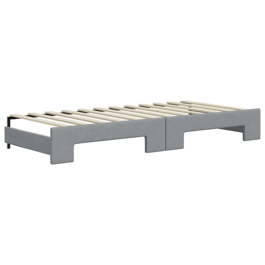 Lit de jour avec gigogne et matelas gris clair 100x200 cm tissu - 5
