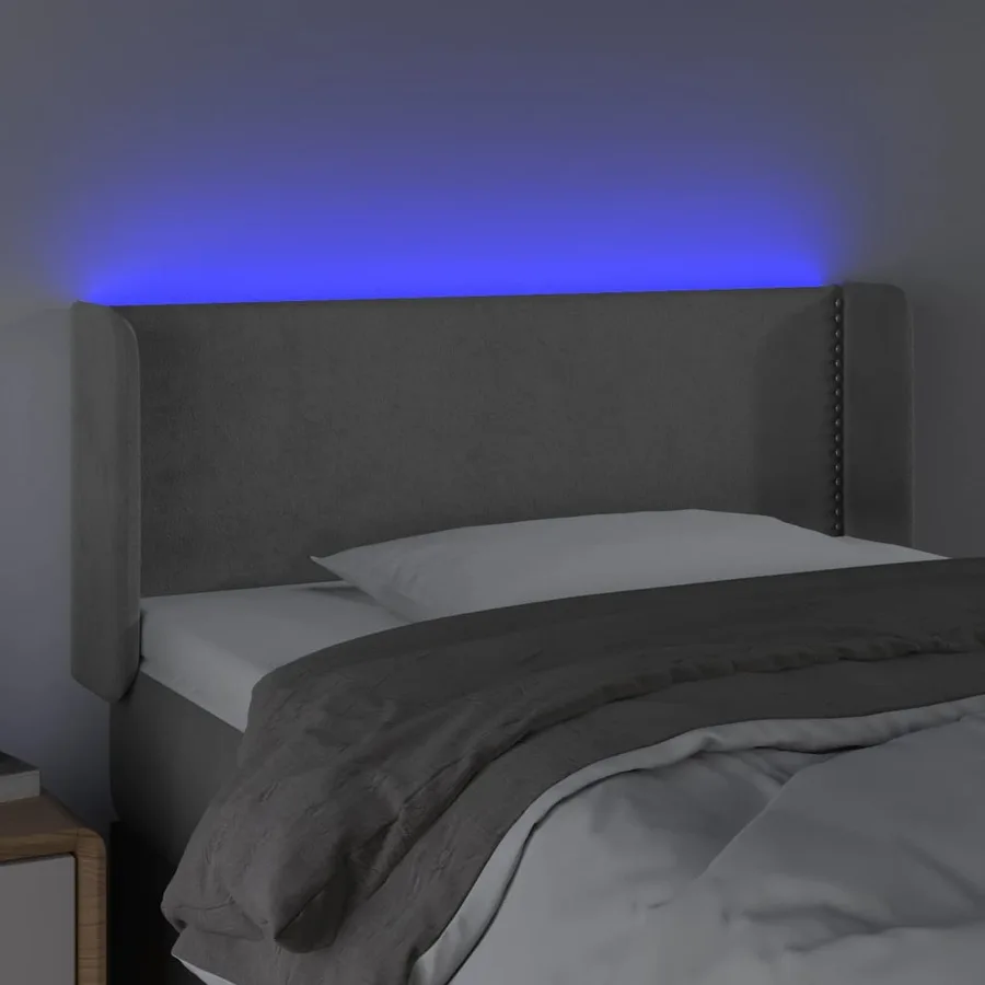 Tête de lit à LED Gris clair 83x16x78/88 cm Velours - 4