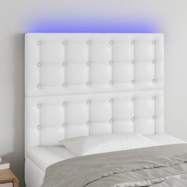 Tête de lit à LED Blanc 90x5x118/128 cm Similicuir