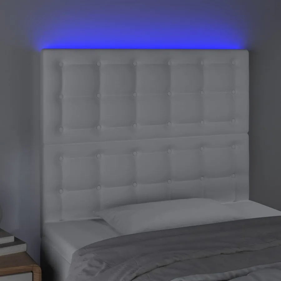 Tête de lit à LED Blanc 90x5x118/128 cm Similicuir - 3