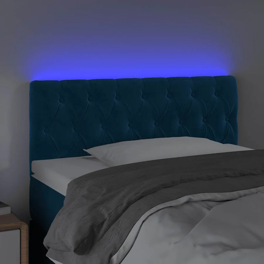 Tête de lit à LED Bleu foncé 100x7x78/88 cm Velours - 3