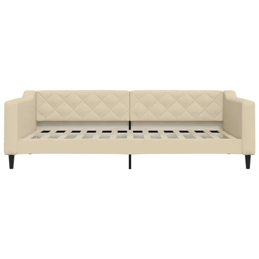 Lit de jour avec lit gigogne crème 100x200 cm tissu - 5