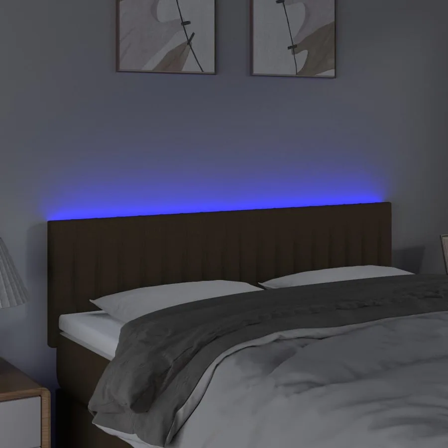 Tête de lit à LED Marron Foncé 144x5x78/88 cm Tissu - 3