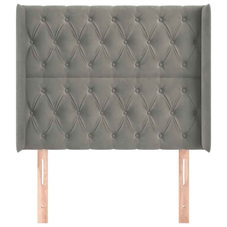 Tête de lit avec oreilles Gris clair 103x16x118/128 cm Velours - 3
