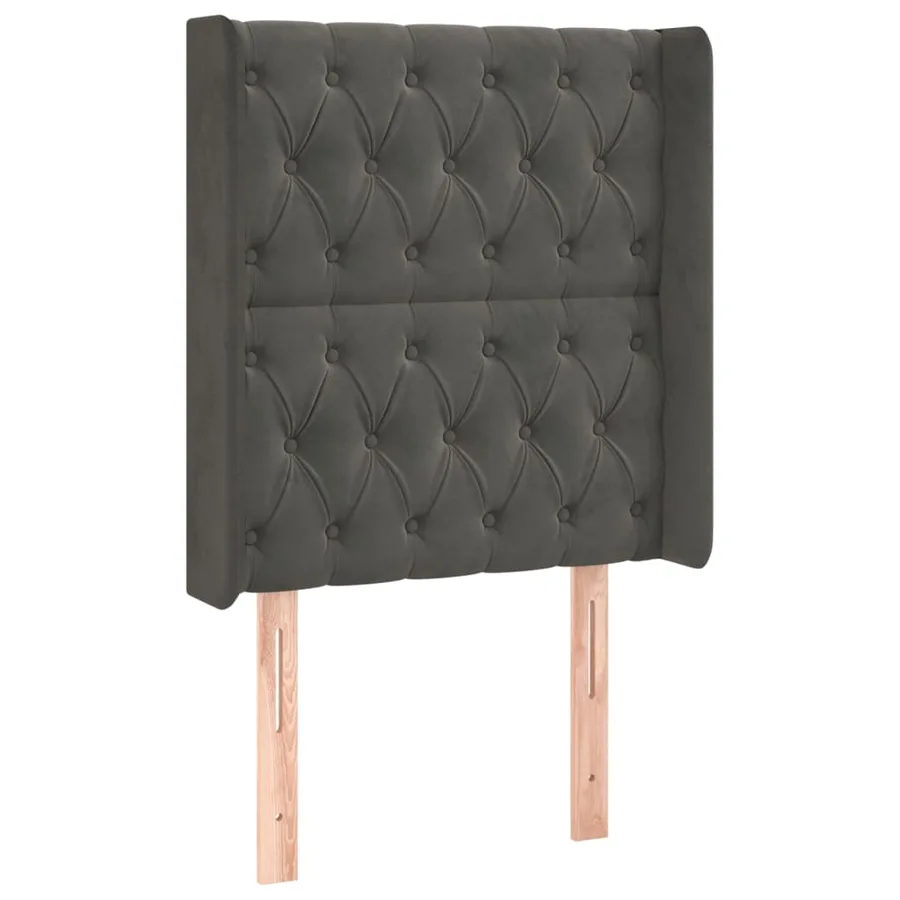 Tête de lit avec oreilles Gris foncé 83x16x118/128 cm Velours - 2