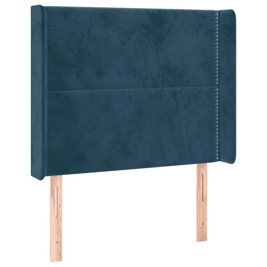 Tête de lit avec oreilles Bleu foncé 93x16x118/128 cm Velours - 2