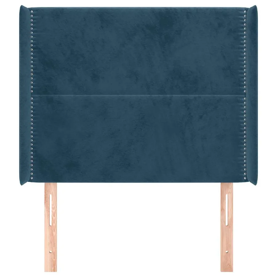 Tête de lit avec oreilles Bleu foncé 93x16x118/128 cm Velours - 3