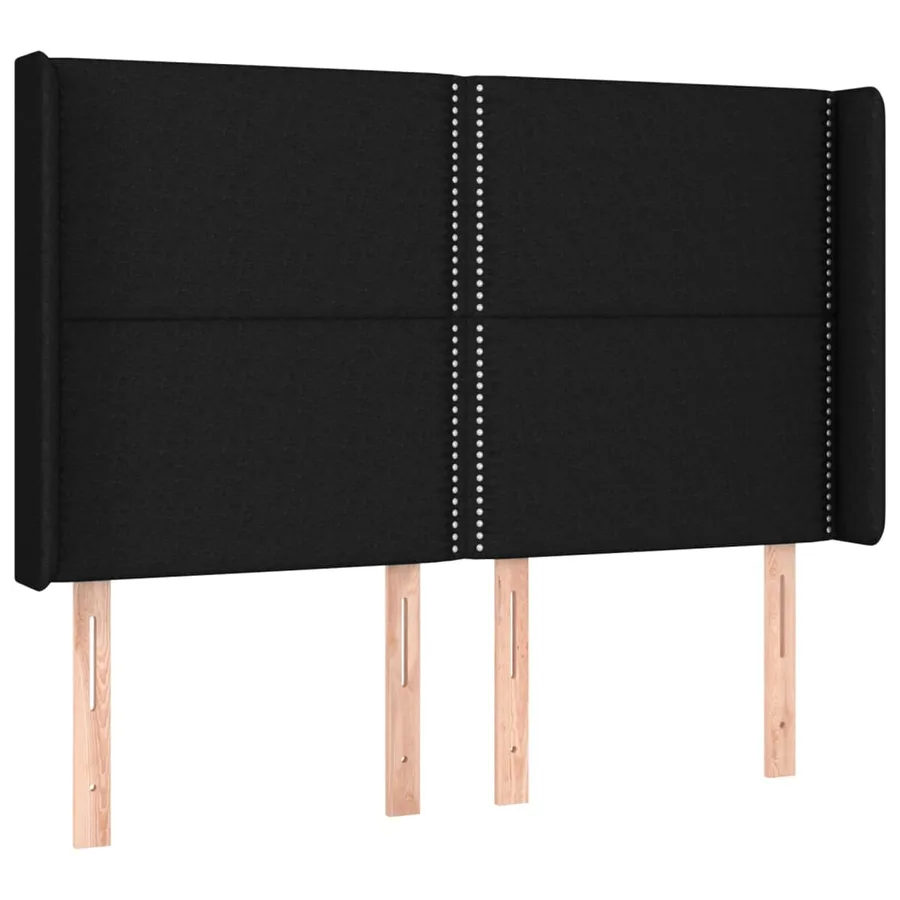 Tête de lit avec oreilles Noir 147x16x118/128 cm Tissu - 2