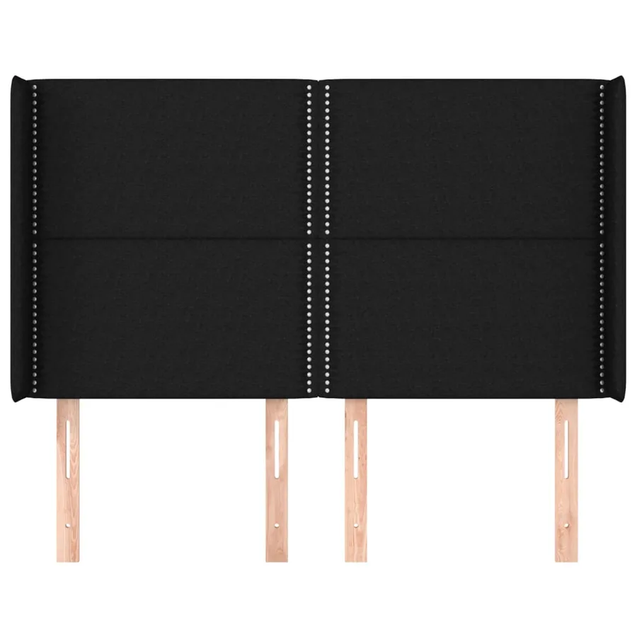 Tête de lit avec oreilles Noir 147x16x118/128 cm Tissu - 3