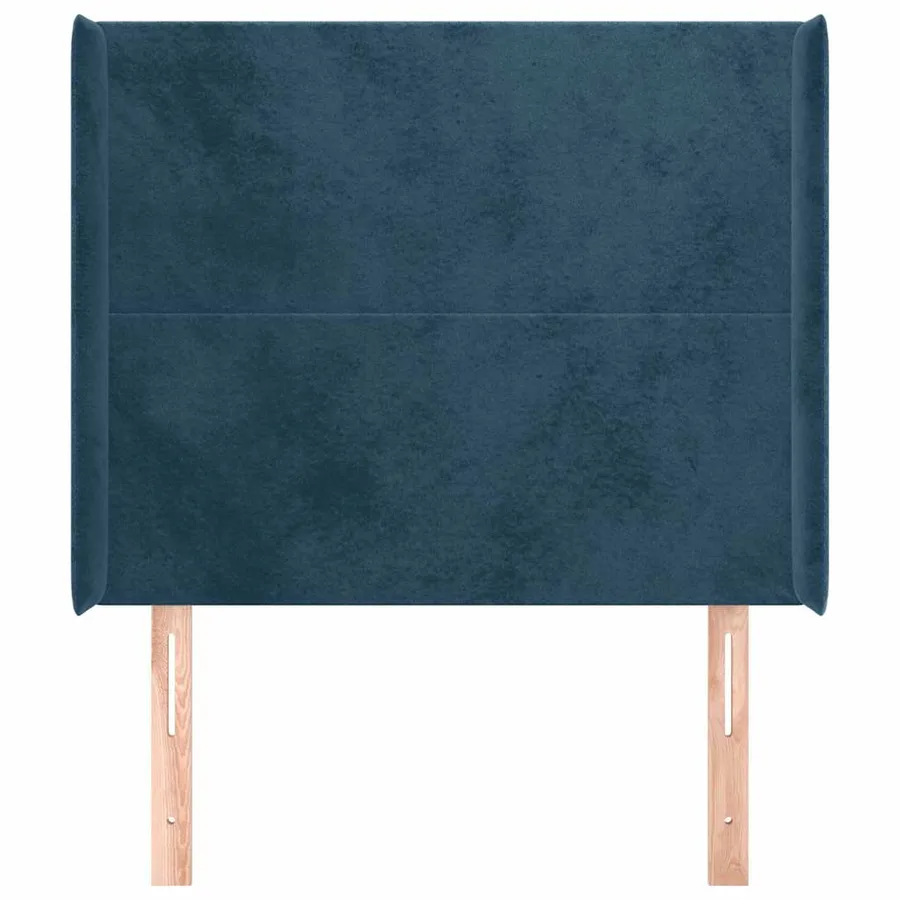 Tête de lit avec oreilles Bleu foncé 103x16x118/128 cm Velours - 3