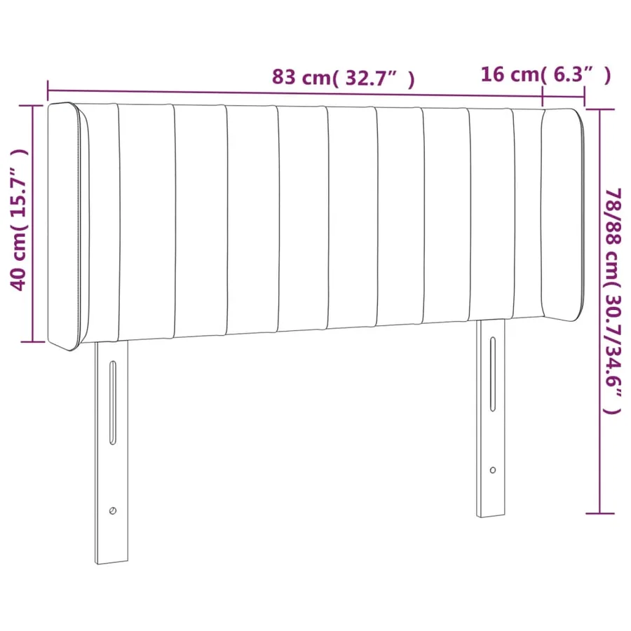 Tête de lit avec oreilles Marron Foncé 83x16x78/88 cm Tissu - 9