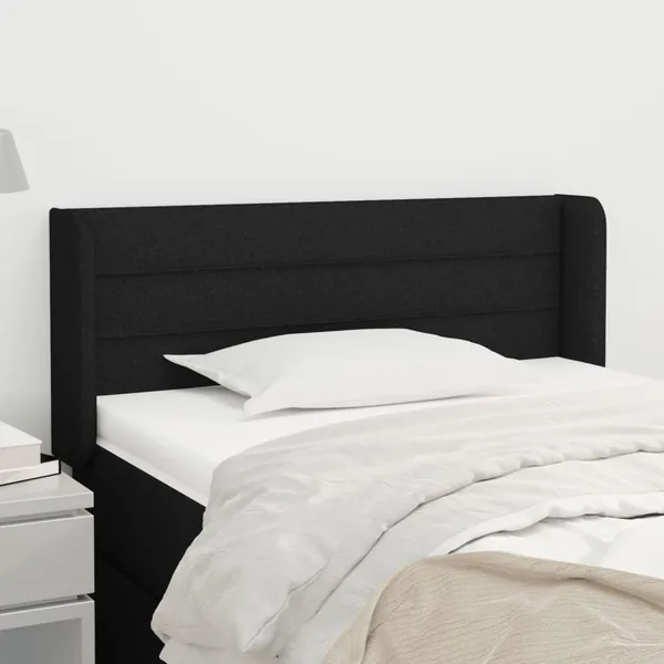 Tête de lit avec oreilles Noir 83x16x78/88 cm Tissu