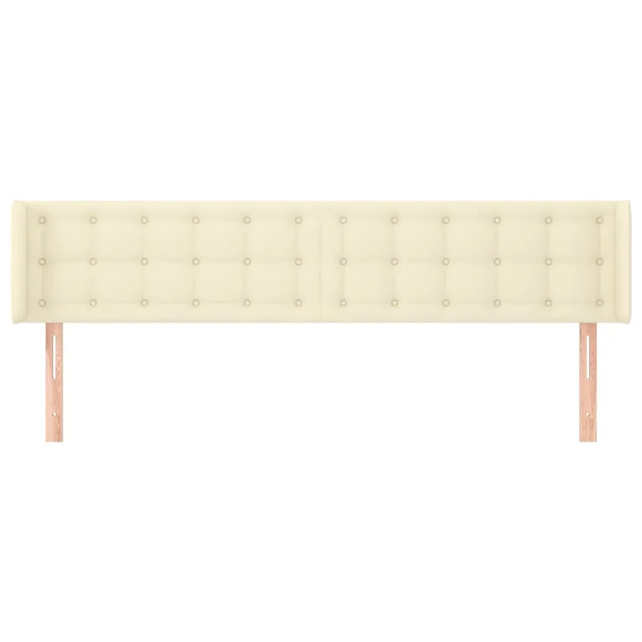 Tête de lit avec oreilles Crème 203x16x78/88 cm Similicuir - 3