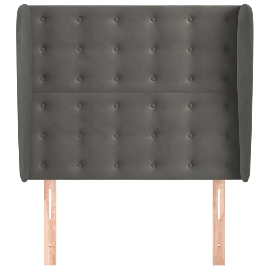 Tête de lit avec oreilles Gris foncé 103x23x118/128 cm Velours - 3
