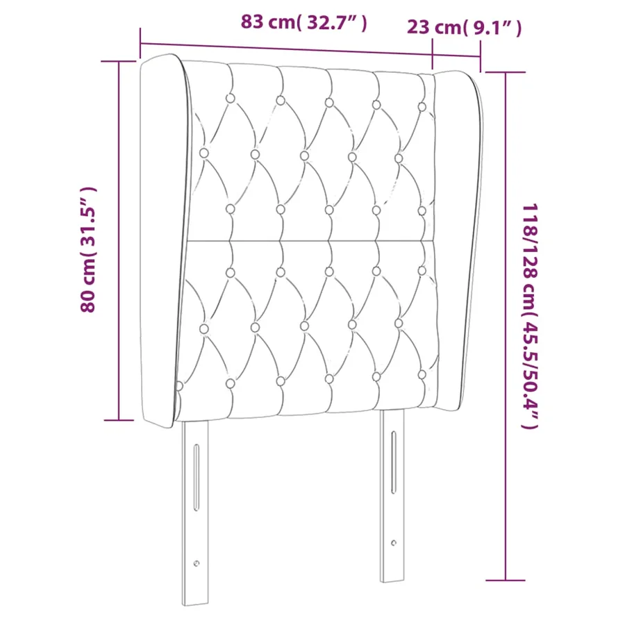 Tête de lit avec oreilles Bleu 83x23x118/128 cm Tissu - 9