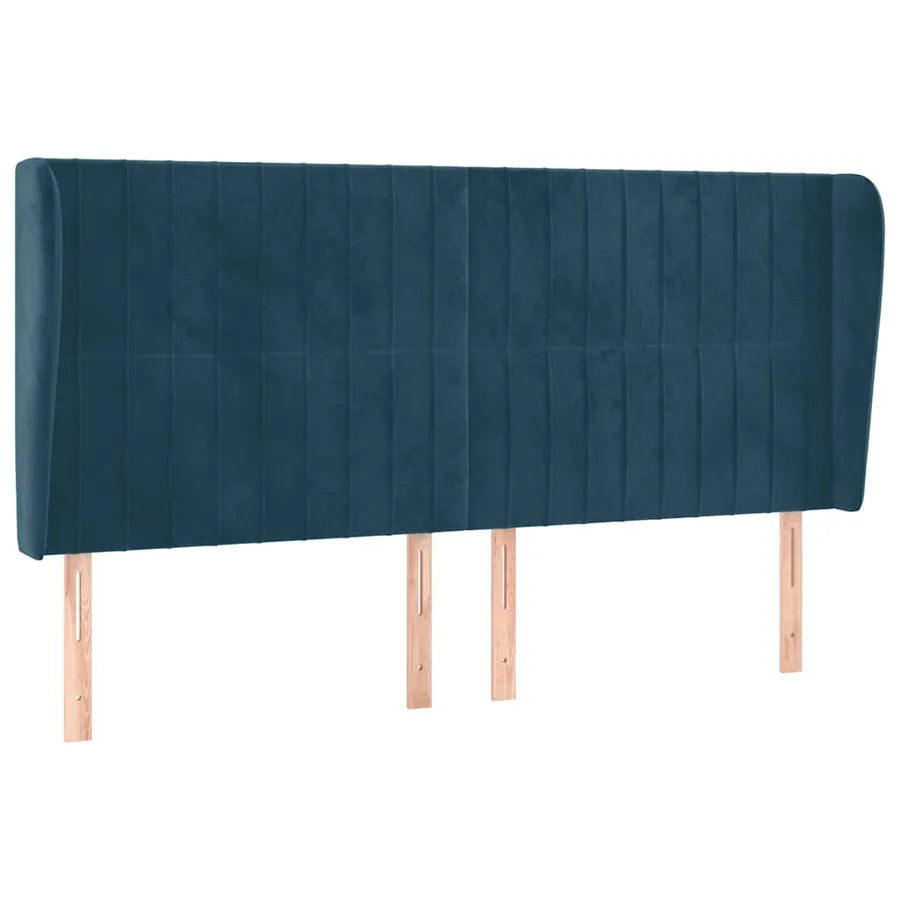 Tête de lit avec oreilles Bleu foncé 203x23x118/128 cm Velours - 2