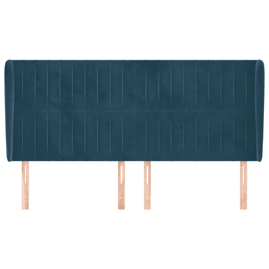 Tête de lit avec oreilles Bleu foncé 203x23x118/128 cm Velours - 3