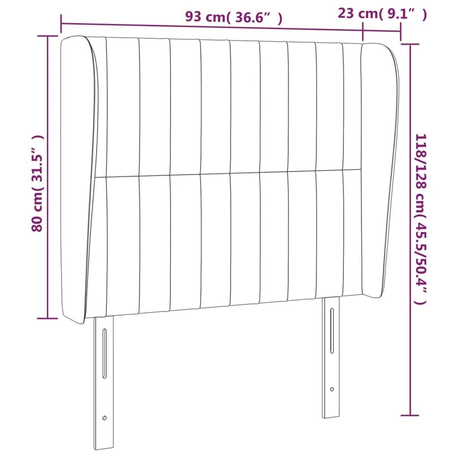 Tête de lit avec oreilles Crème 93x23x118/128 cm Tissu - 9