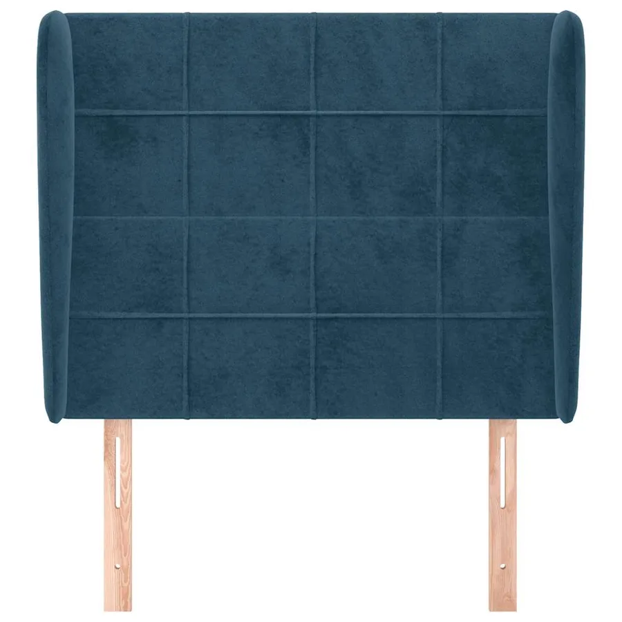 Tête de lit avec oreilles Bleu foncé 93x23x118/128 cm Velours - 3