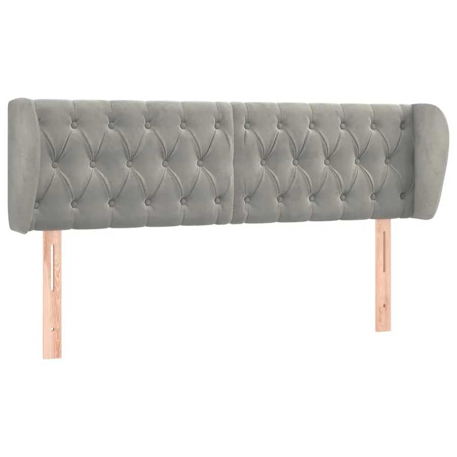 Tête de lit avec oreilles Gris clair 147x23x78/88 cm Velours - 2