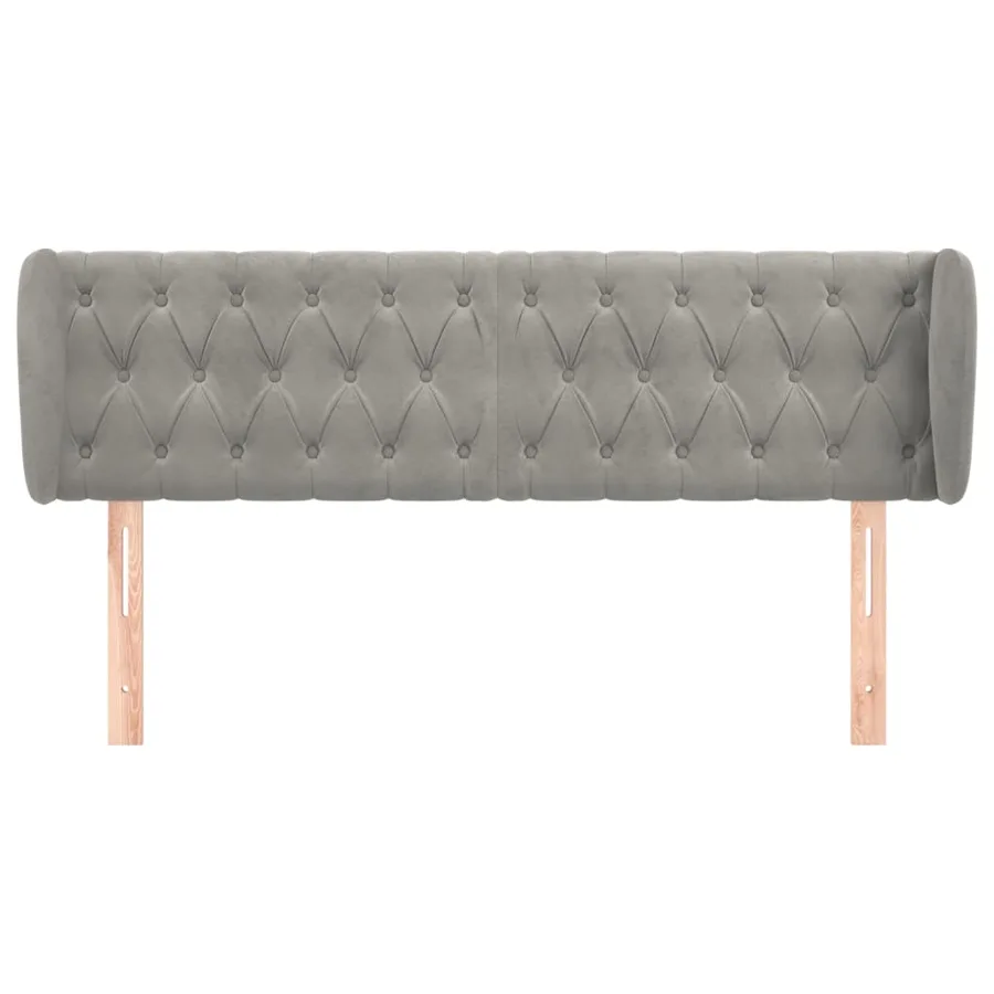Tête de lit avec oreilles Gris clair 147x23x78/88 cm Velours - 3