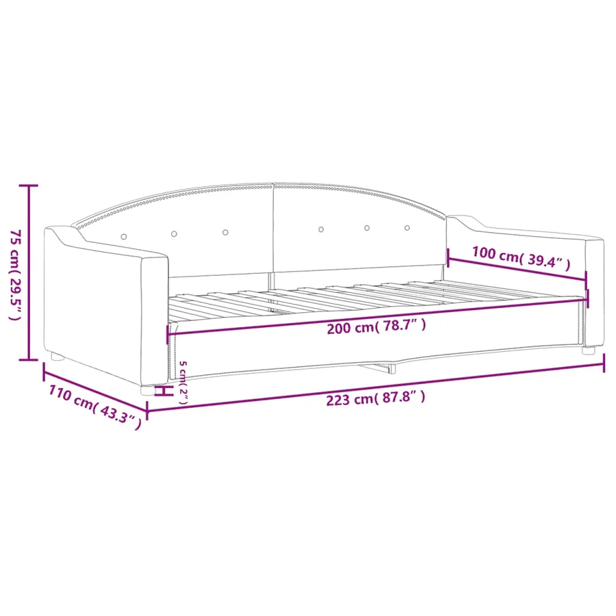 Lit de repos sans matelas noir 100x200 cm tissu - 8