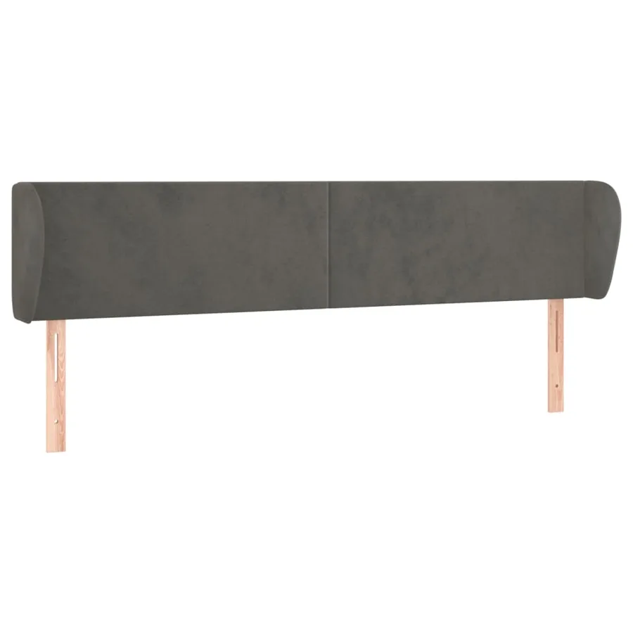 Tête de lit avec oreilles Gris foncé 183x23x78/88 cm Velours - 2
