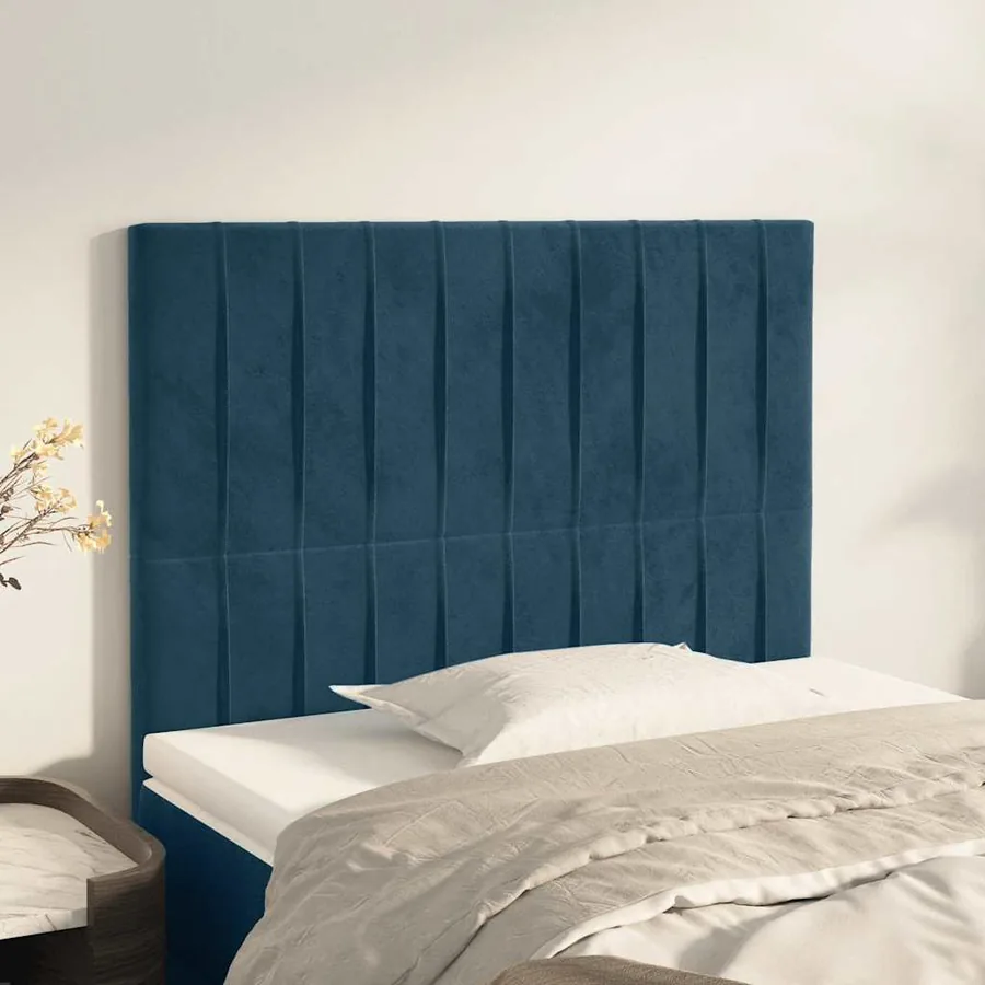 Tête de lit Bleu foncé 100x5x118/128 cm Velours