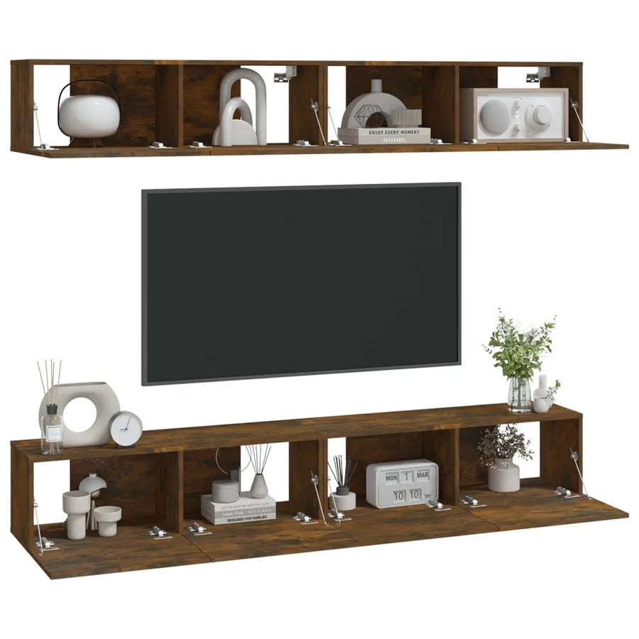 Meubles TV muraux 4 pcs chêne fumé 100x30x30 cm - 3