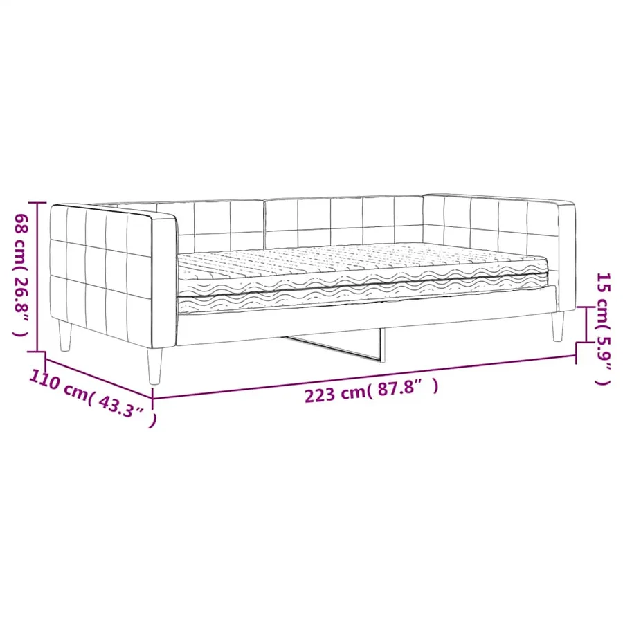 Lit de jour avec matelas jaune 100x200 cm velours - 12