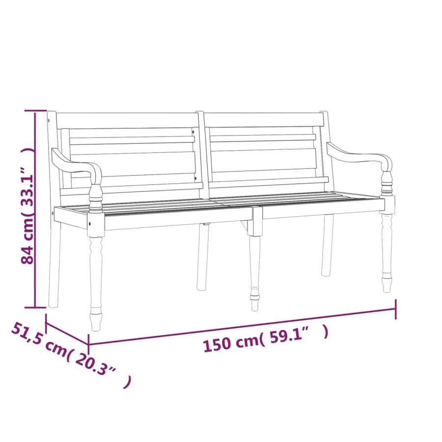 Banc Batavia avec coussin crème 150 cm Bois de teck massif - 8