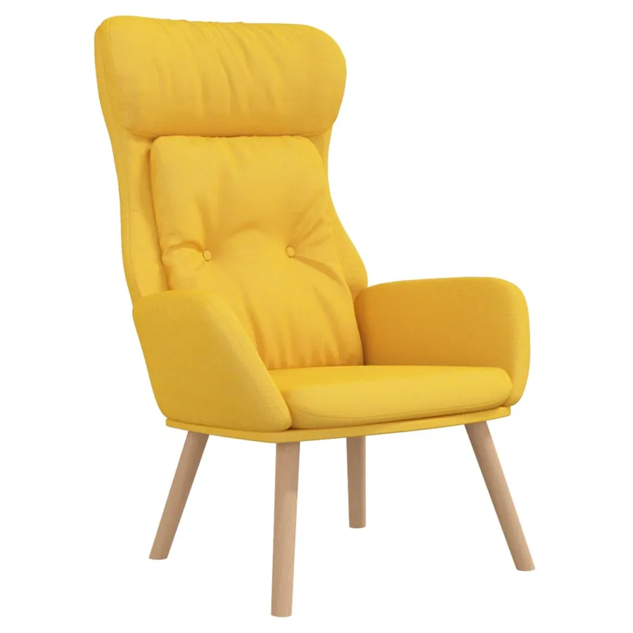 Chaise de relaxation avec repose-pied Jaune moutarde Tissu - 4