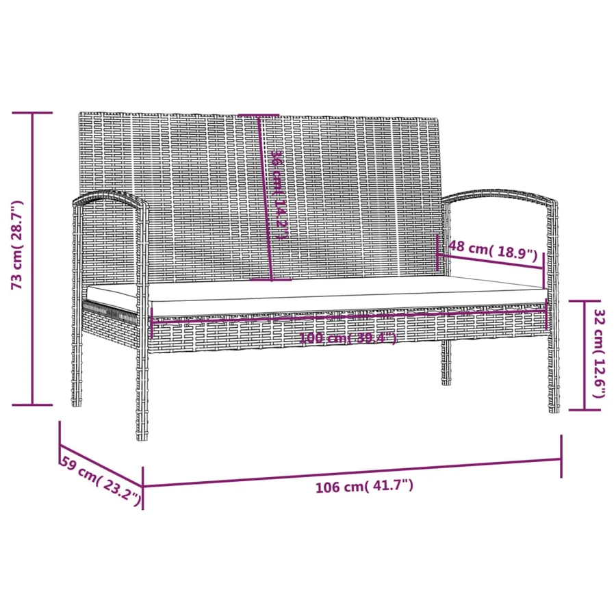 Salon de jardin 16 pcs avec coussins Résine tressée Noir - 11