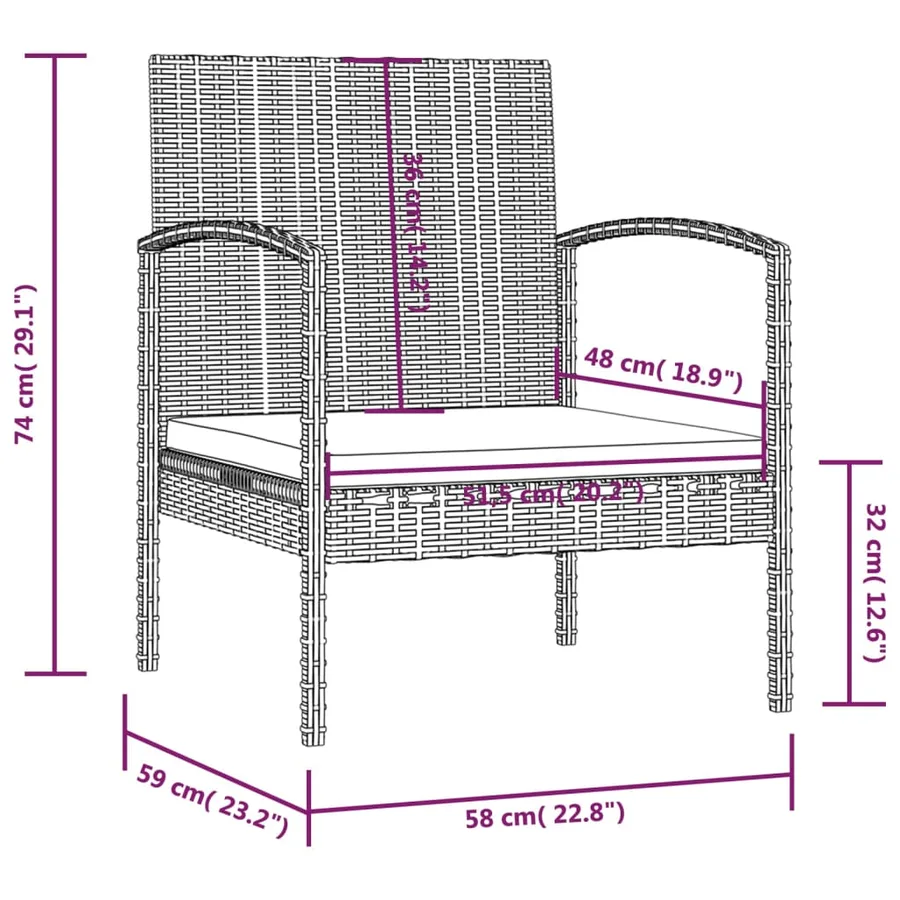 Salon de jardin 16 pcs avec coussins Résine tressée Noir - 12