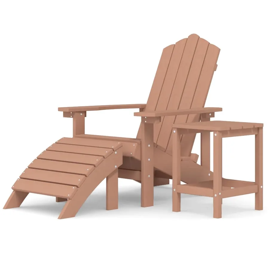 Chaise de jardin Adirondack repose-pied table PEHD Marron - 2
