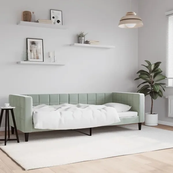 Lit de repos sans matelas gris clair 80x200 cm velours