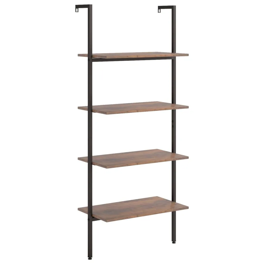 Étagère inclinée à 4 niveaux Marron foncé et noir 64x35x152,5cm - 2