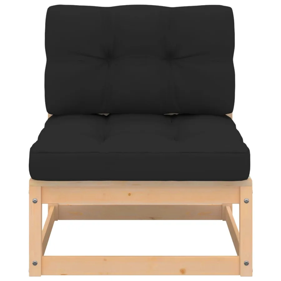 Salon de jardin 4 pcs avec coussins Bois de pin massif - 5