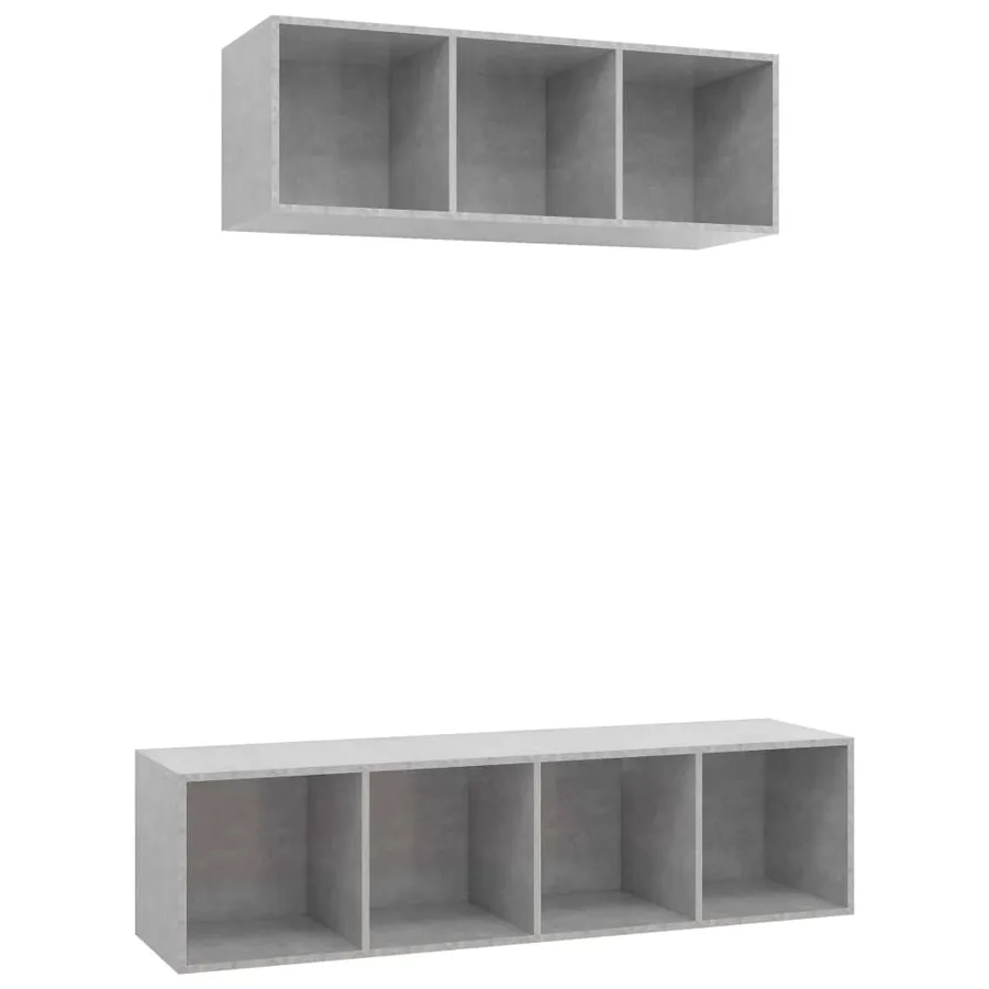 Ensemble de meuble TV 2 pcs Gris béton Bois d'ingénierie - 2